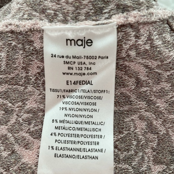 Maje - Pink and Silver Jacquard Knit Dress - size 2 - small/med 4/6 - Picture 3 of 4